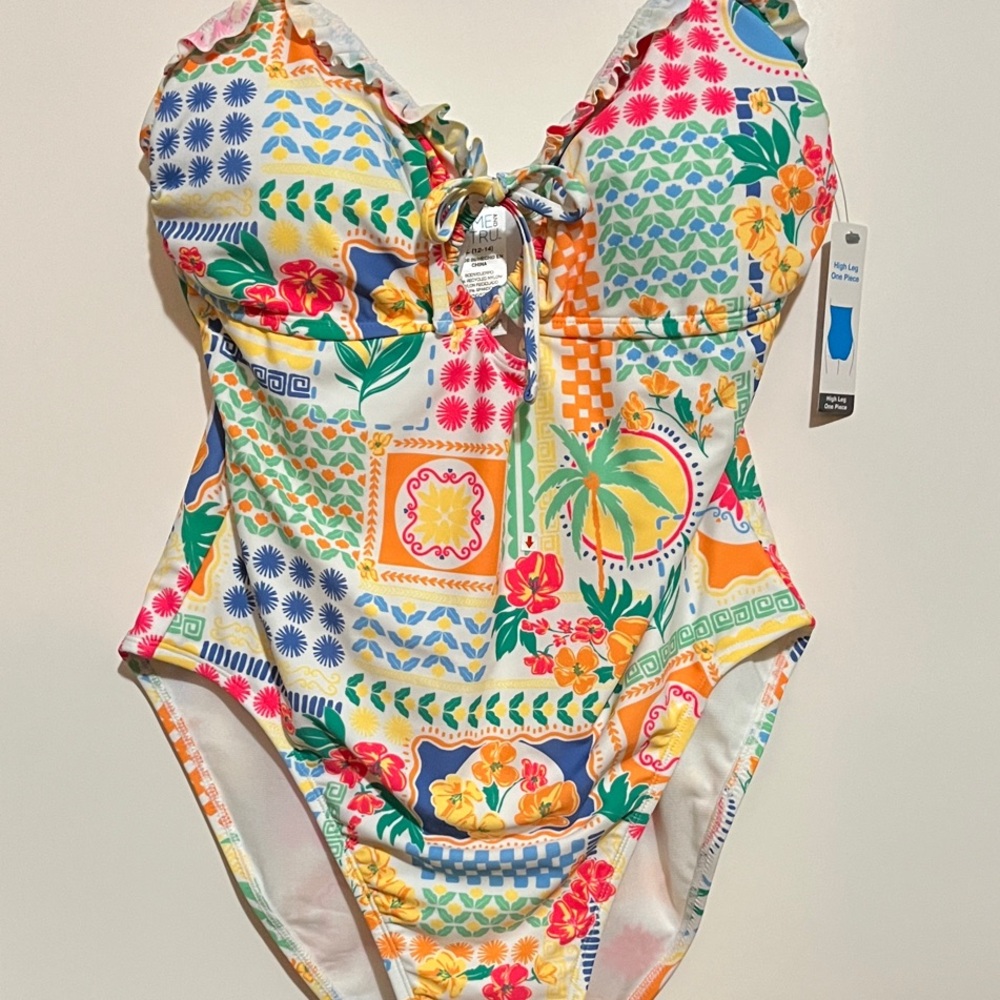 Time and Tru Vibrant Patterned One Piece Swimsuit